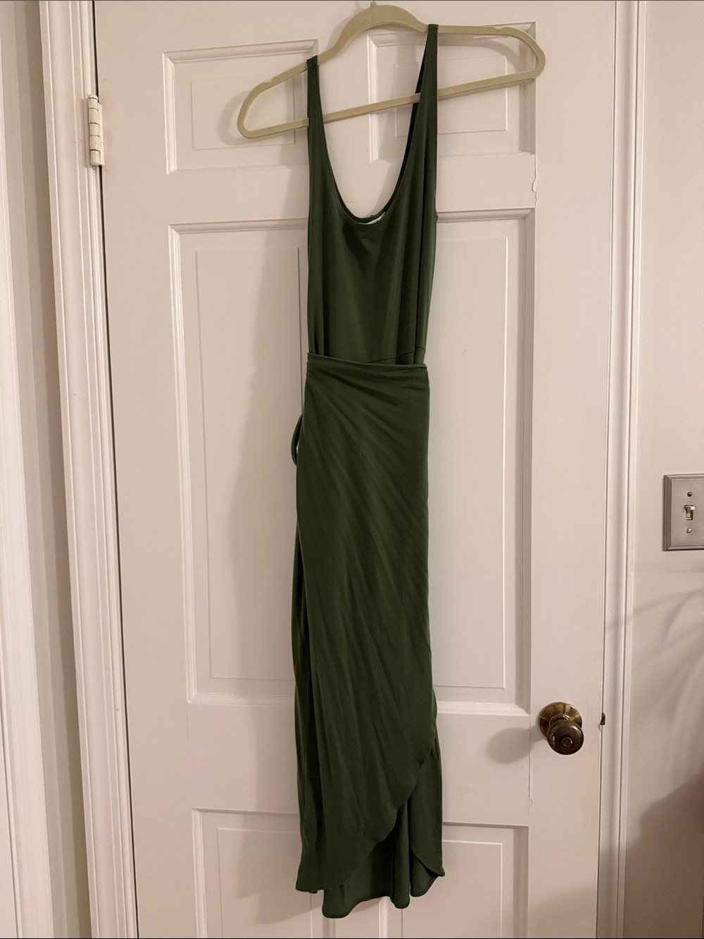 Reformation Jeans Olive Green Wrap-Style Maxi Dress